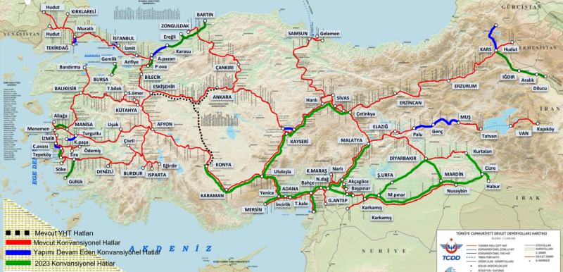 17 - 2023 TCDD Konvansiyonel Demiryolu Haritası