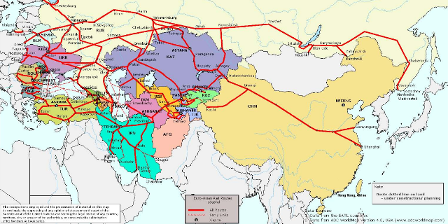 Avrupa Asya Demiryolu Bağlantıları, Harita: Unece