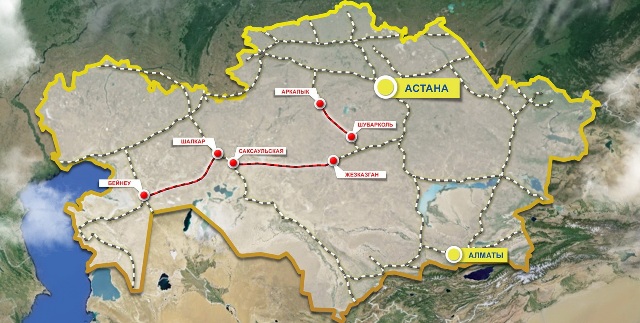 159 - Kazakistan demiryolu haritası - KTZ